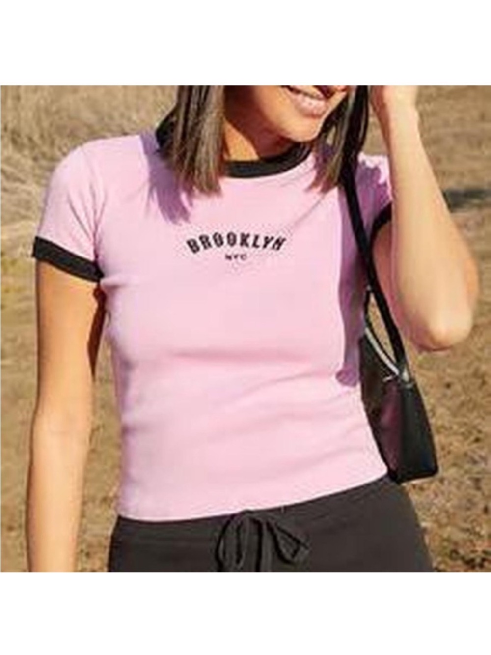 John Galt Pink and Black Ringer Tee - Picture 6 of 6